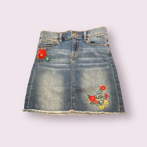 J. Crew Denim Mini Skirt with Floral Design - Picture 6 of 13
